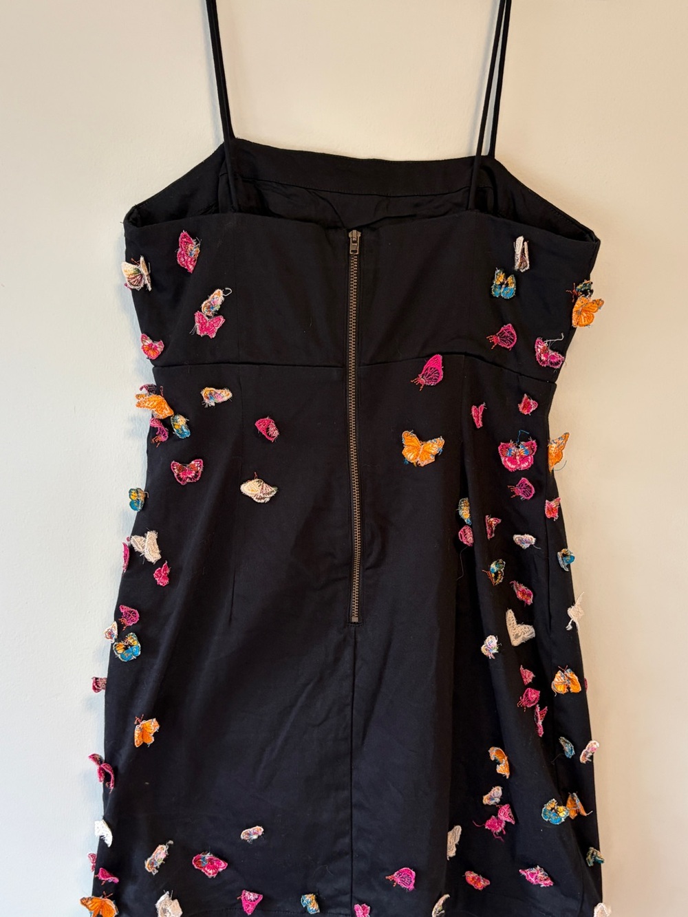 Maeve Anthropologie Black 3D Butterfly Embroidered Mini Dress Size 8 - Picture 2 of 6